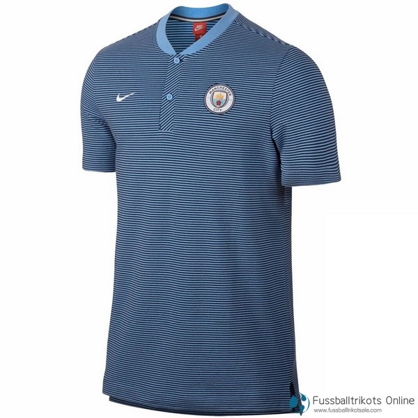 Manchester City Polo 2017-18 Grau Blau Fussballtrikots Günstig